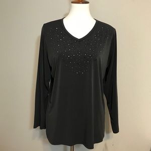 NWT ALIA Charcoal Gray Sequined Top Size P Large